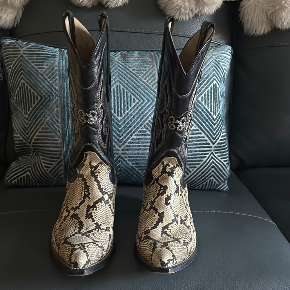 Snakeskin and Black Western Boots
